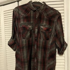 NWT INC international concepts, mens shirt, L, red with grey